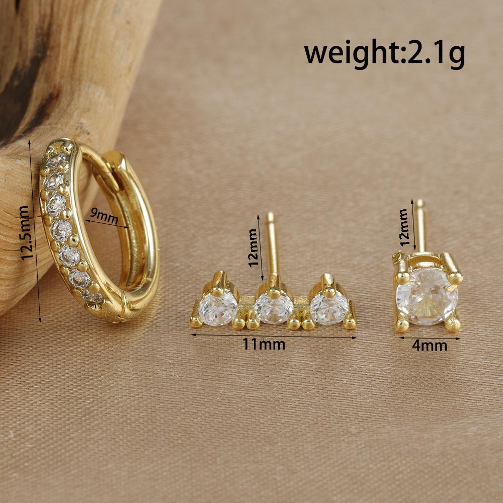 3PCS Stainless Steel Gold Color Huggie Minimal Hoop Earrings Set For Women Simple Small Zircon Piercing Earrings Fashion Jewelry