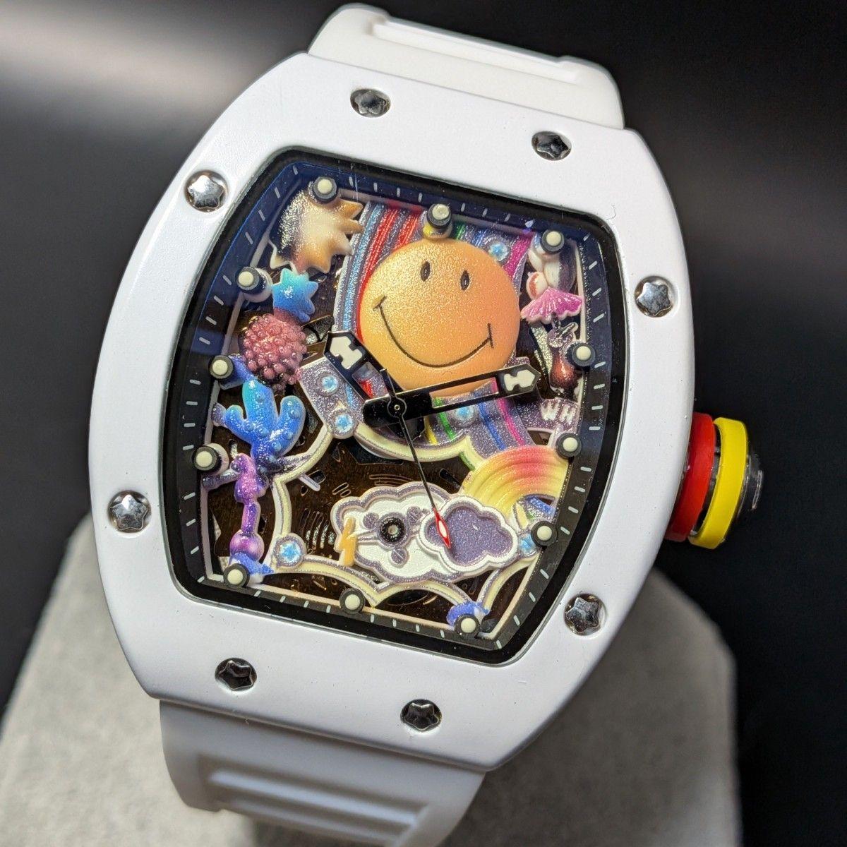 Used New Watch Quartz Homage Watch Rubber Tonneau Luxury Smile White Luxury