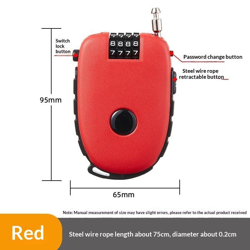 Portable Retractable Combination Helmet Lock Steel Wire Rope Cow Lock For Motorcycle Bike Outdoor Anti Theft Use A2