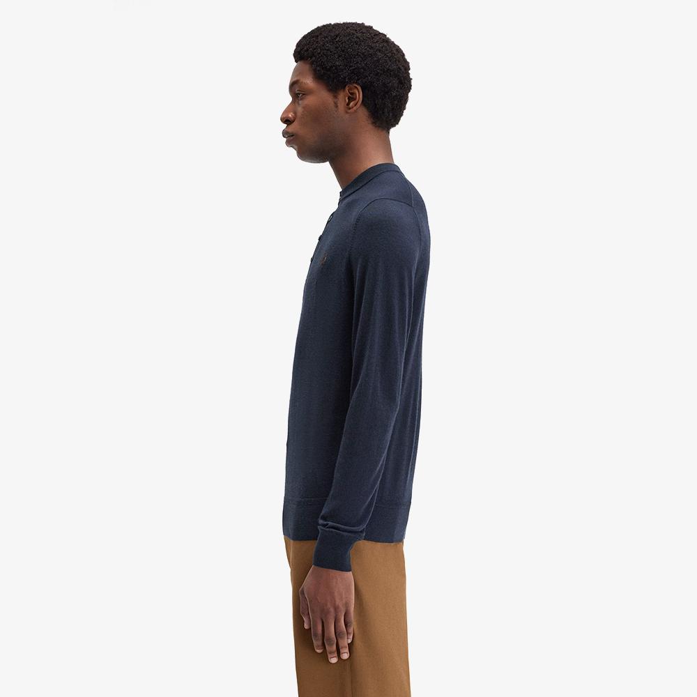 FRED PERRY [Sharp] Fine Knit Long Sleeve Henley Neck Shirt (608) Afpm243K535-608