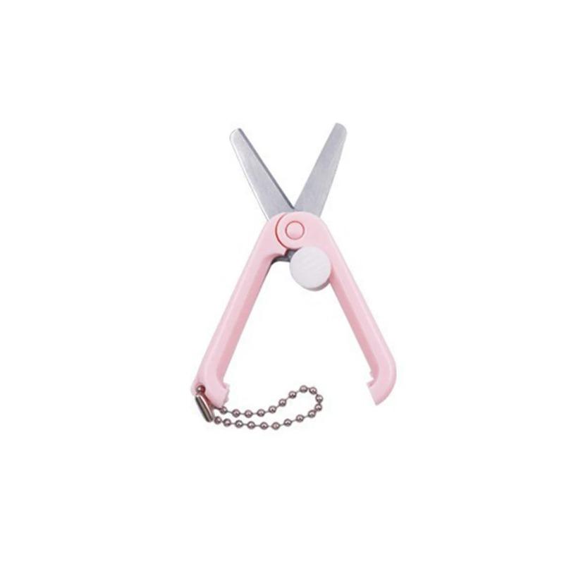 

1PCS Chain Design Stainless Steel Mini Scissors Retractable Folding Portable Scissors Student Hand-made Paper Scissors розовый