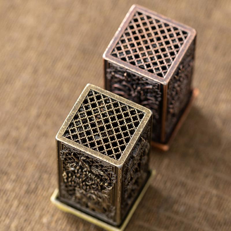 Square Vertical Incense Burner Small Xiangyun Alloy Incense Holder Indoor Aromatherapy Home Ornament Chinese Plum Inense Burners
