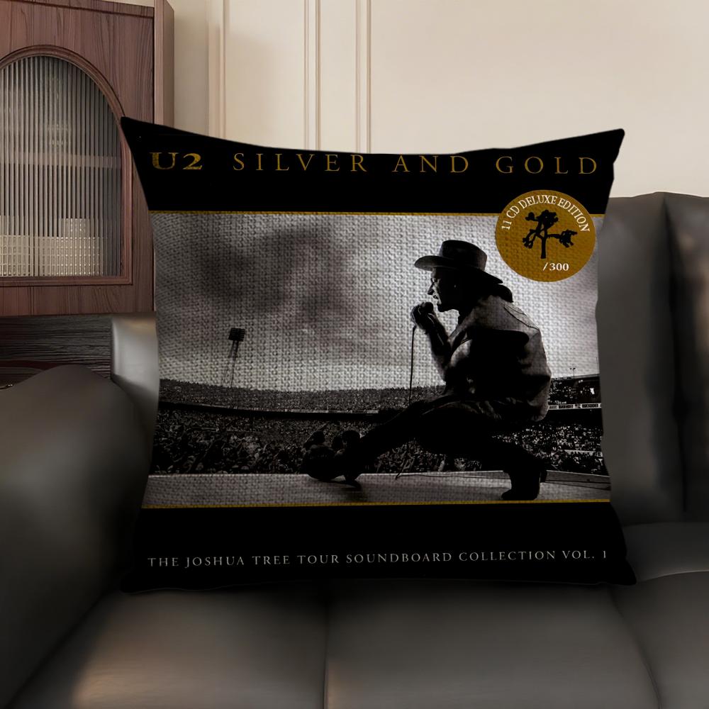 Rock UU Band Music Cushion Cover Natural Linen Organic Fabric DoubleSided Printing Sofa Home Decor Gift Pillow Case