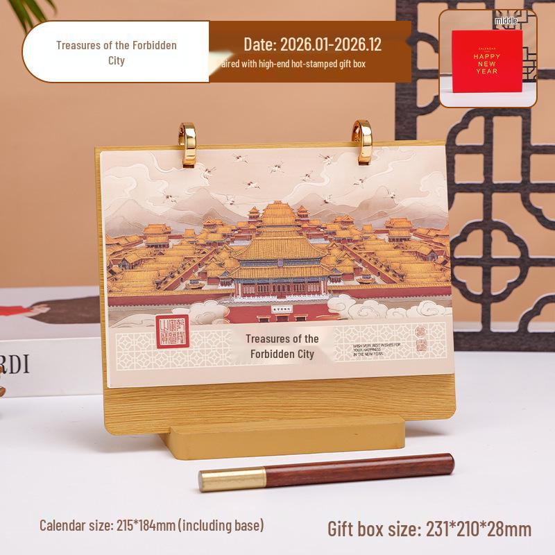 

Подарочная коробка настольного календаря в китайском стиле на 2026 год – украшение года Лошади: Корпоративный Эксклюзивный Месячный Календарь 2026
