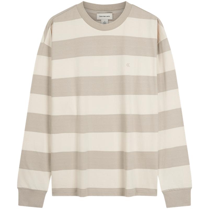 

Calvin Klein Повседневная футболка с полосками, круглым вырезом, свободным кроем и длинным рукавом, мужские топы 4RD284G XL