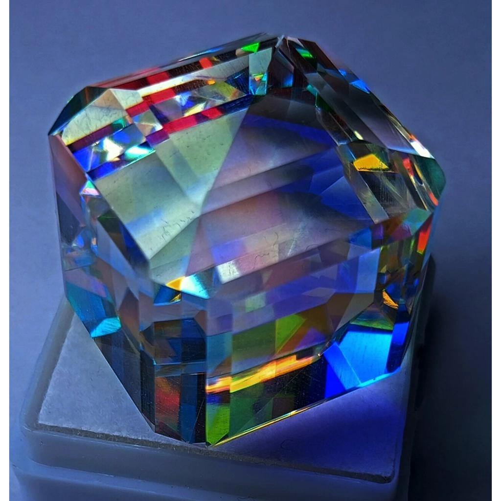 Beautiful Natural Mystic Topaz Rainbow Color 108.40 Ct Cube Cut Gemstone