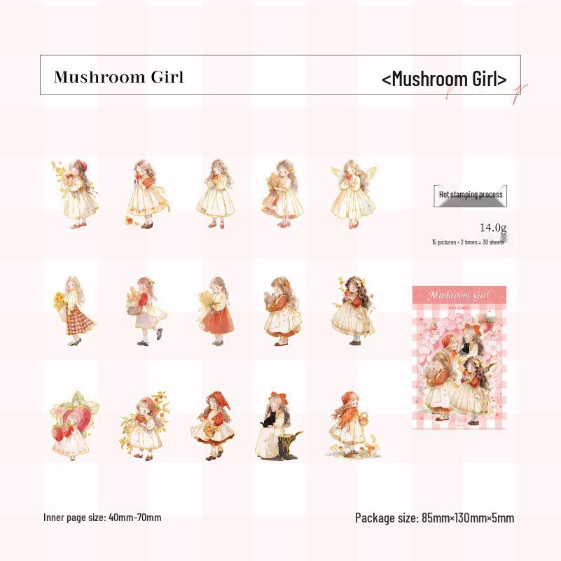 Momo PET 3D Gold Stickers - Fairy Tale Forest Series: Cute Girl Characters for Journals