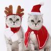 Pet Costume Set Cats Dogs - Christmas Hat Scarf Cape Outfit In Fleece One Size To XL