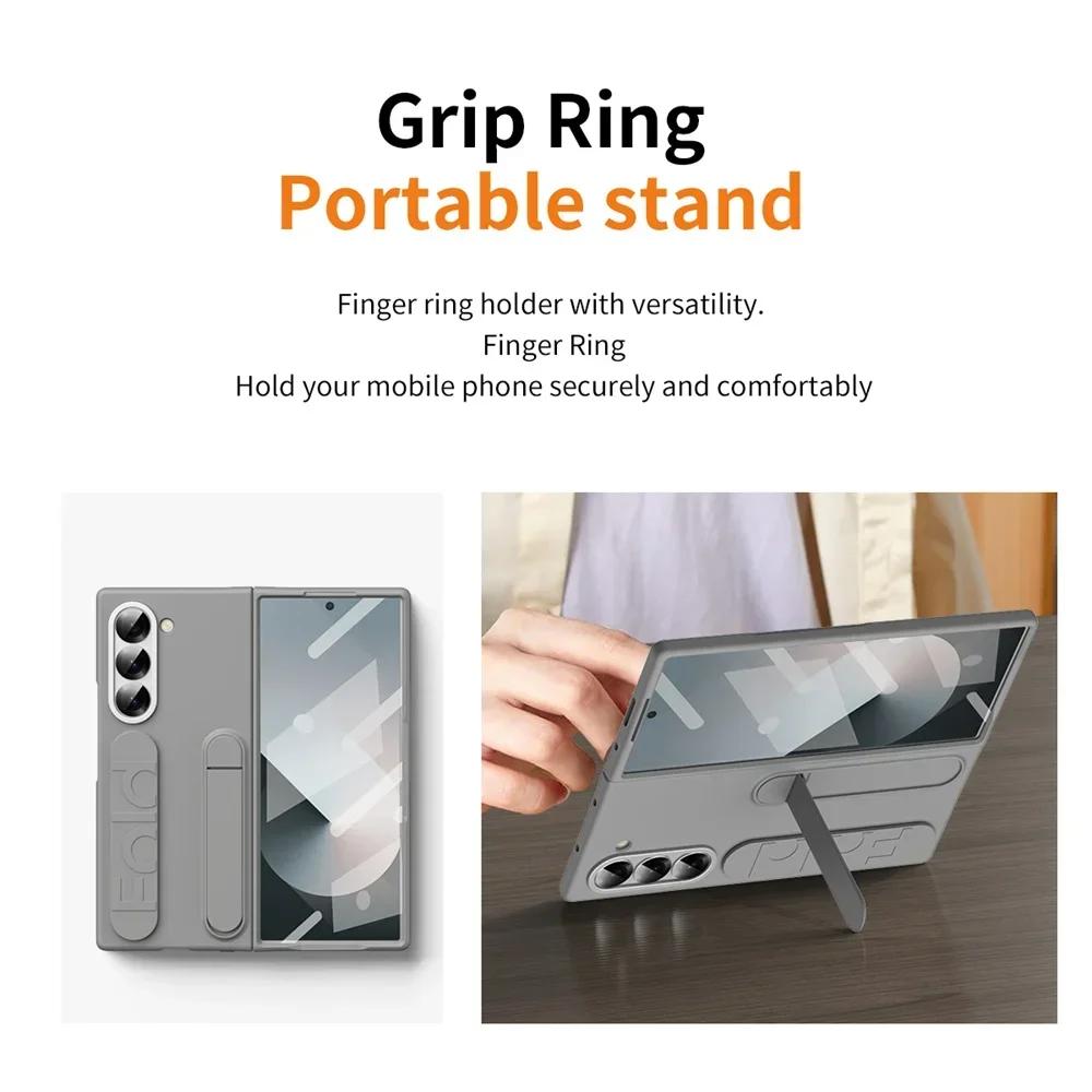 Premium Wristband Invisible Stands Case for Samsung Galaxy Z Fold 7 6 5 4 3 Hand Wrist Strap Folding Hidden Stand Silicone Cover