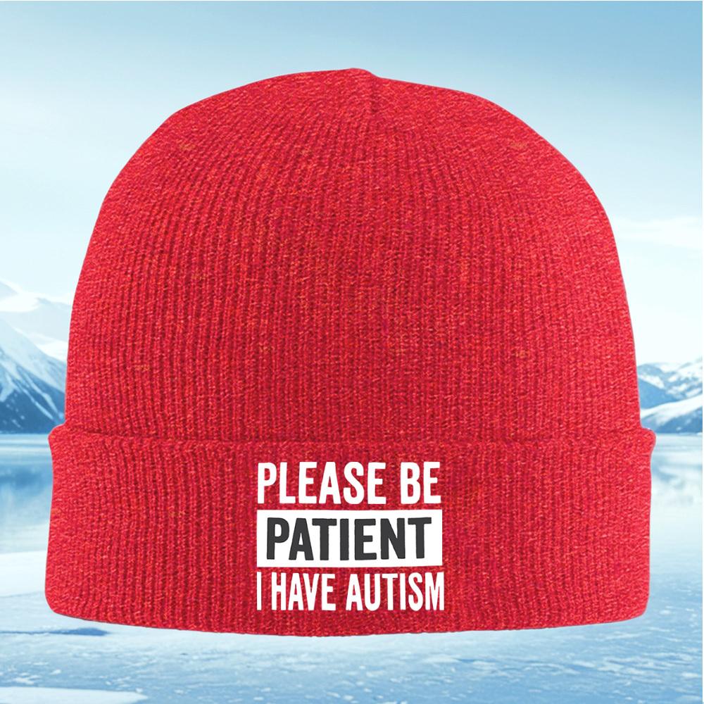 Please Be patientAutism Awareness Men Women Unisex Knitted Hat Beanie Pullover Cap Winter Thermal Warm Christmas Outdoor Cyclin
