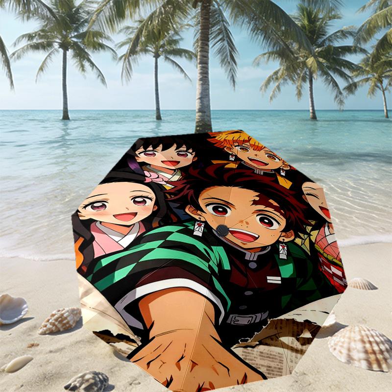 Demon Slayer Druckschirm Automatisches Öffnen/Schließen - Tragbares faltbares Design - Tägliche Nutzung für Reisen/Outdoor - Geschenk zum Geburtstag