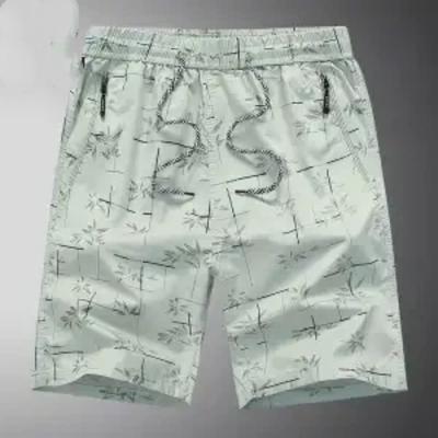 Men's Fashion Loose Blue Printed Elastic Waist Drawstring Casual Summer Shorts