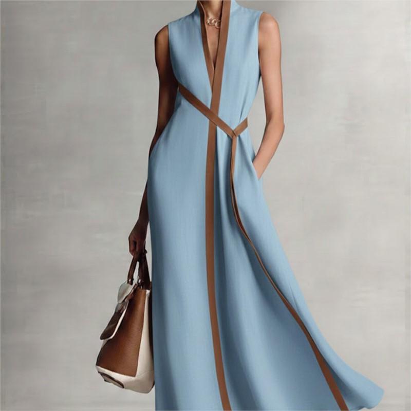 Women's Casual Dresses Sleeveless Lace Up Dresses for Woman 2026 Summer Simple Loose Cotton Linen Long Dress Ropa Para Muje Robe