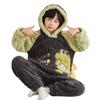 Kids Flannel Pajamas Set Boys Girls Warm Long Sleeve Top And Pants Sleepwear Winter Home Nightwear