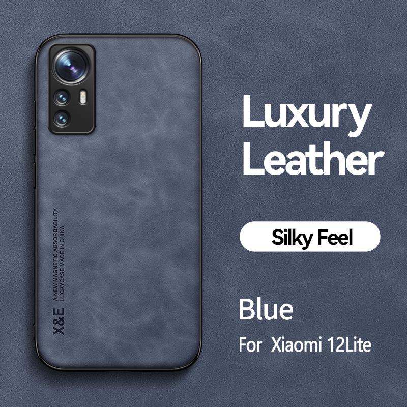 

Чохол для Xiaomi 12 Lite 5G Розкішний шкіряний магнітний чохол для телефону з автомобільним тримачем для Xiomi Mi12 lite Mi 12Lite 6.55 Силіконова задня кришка For Xiaomi 12 Lite синій