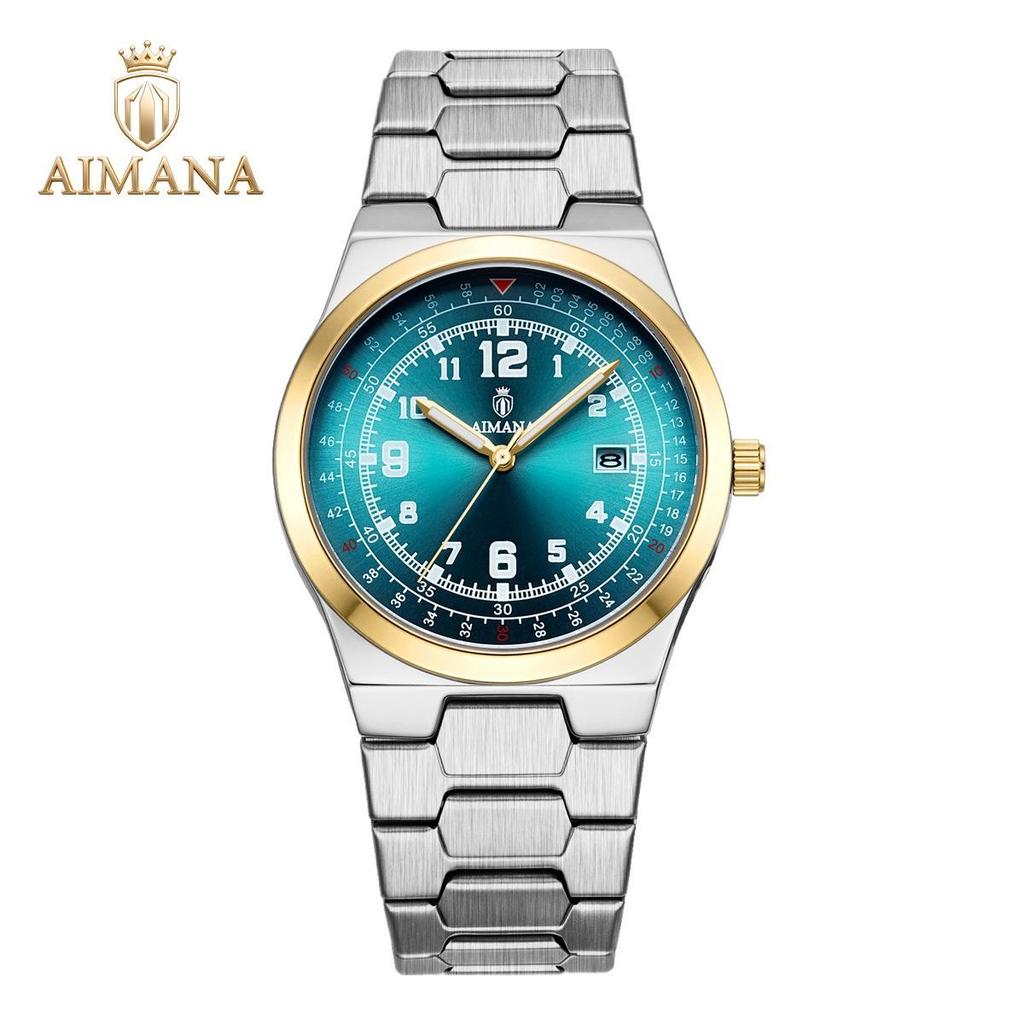 Vintage Aviation Pilot Watch for Men Waterproof Quartz Watch with Date Luminous Hands Steel Strap Dress Wrist Watch