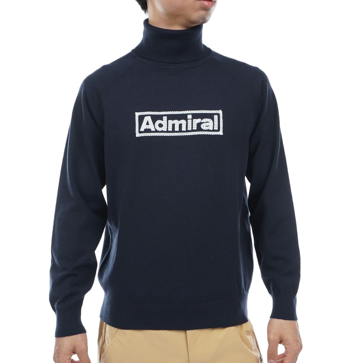 

Admiral Golf Men s Navy Turtleneck Sweater with Stitched Logo (ADMA385)