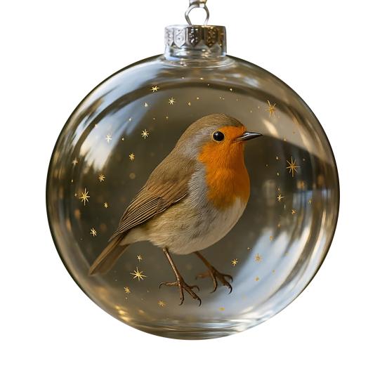 Bird Christmas Ball Ornament Shatterproof Plastic Clear Ball Ornament with Lifelike Birds Holiday Hanging Baubles for Xmas Tree Decor