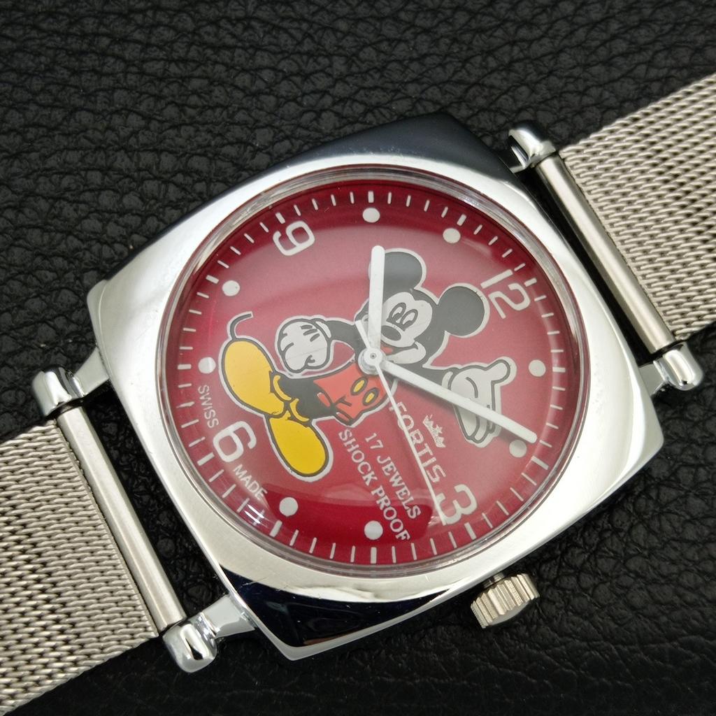 OROLOGIO DA UOMO VINTAGE SVIZZERO A CARICA MANUALE QUADRANTE ROSSO RISTRUTTURATO a707280-1