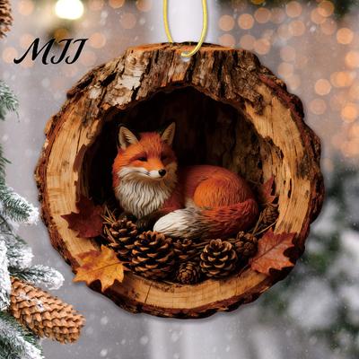 Bedroom Festive Accents Forest Animal Ornament, 2D Flat Woodland Acrylic Christmas Garden Festival Ornament Hanging Decoration for Tree, Holiday Home