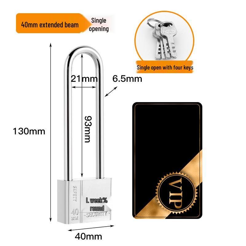 Extra Long Shackle Padlock 30mm Copper with 3 Keys for Cabinets and Doors