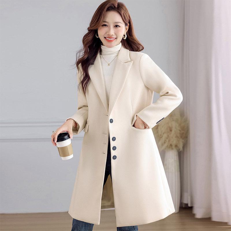 Long Woolen Suit Cashmere Coat for Women, Autumn Women's Woolen Coat for Women