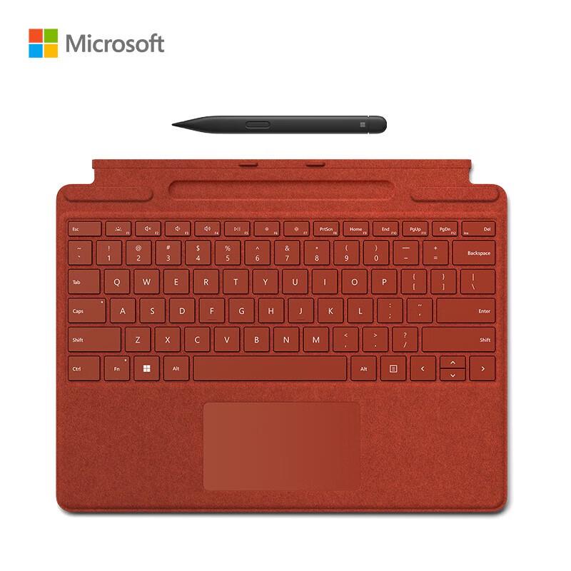 

Microsoft Surface Pro Signature Keyboard (Poppy Red Alcantara) with Slim Pen 2 for Pro 9/8