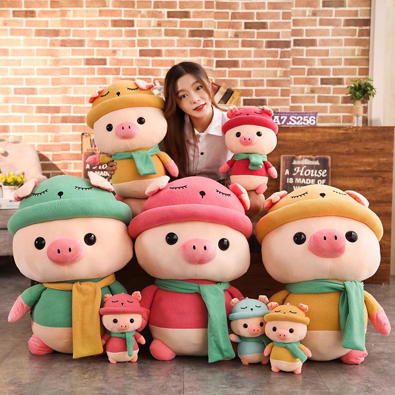 1pc 25cm Kawaii Cross-dressing Pig Plush Pendant Soft Stuffed Cartoon Animal Pig Toys Car/Bedroom Pendant Dolls Kids Best Gifts