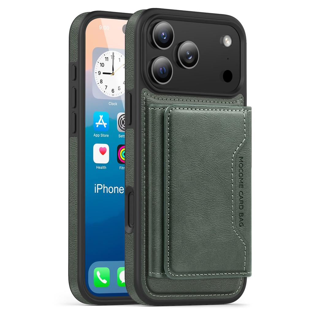 For iPhone 17 Pro Case Compatible with MagSafe Leather Back Phone Cover with Detachable Card Bag