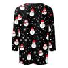 Women's Fashionable Casual Three Quarter Sleeve Christmas Printed Collar Pullover Top