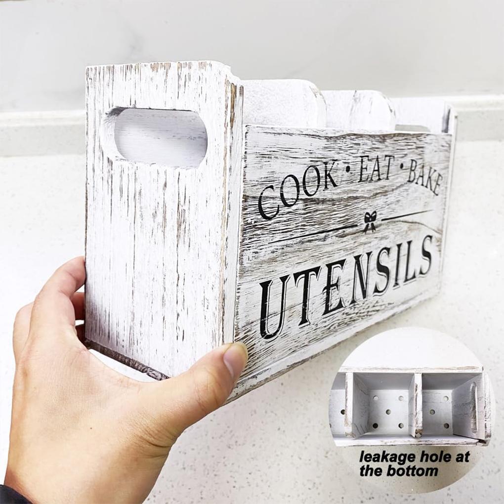 Wooden Storage Rack For Baking Utensils Move Around Countertops With Ease For Kitchen Hopsticks Spoon Storage Box Widely Used