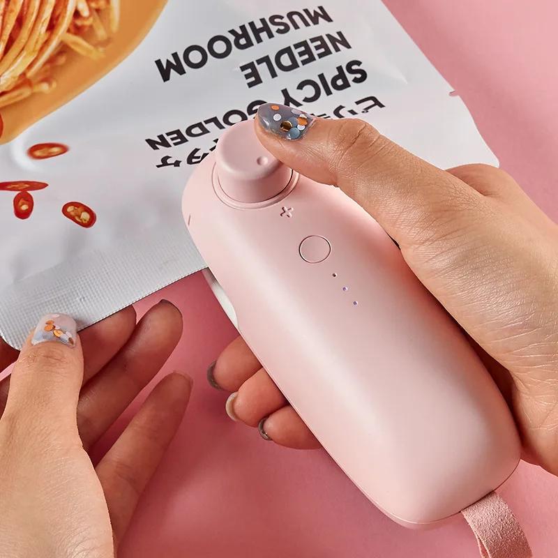 USB Charging Sealing Machine Hand Pressure Portable Mini Heating Plastic Packaging Machine Handheld Vacuum Food Sealing Device