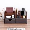 KINGFOM PU Kůže Úložný box na stůl Stolní organizér se stationery Dálkový ovladač Stylová kožená krabička/pouzdro, Zásuvka, Držák na tužky/propisky, Stojan,