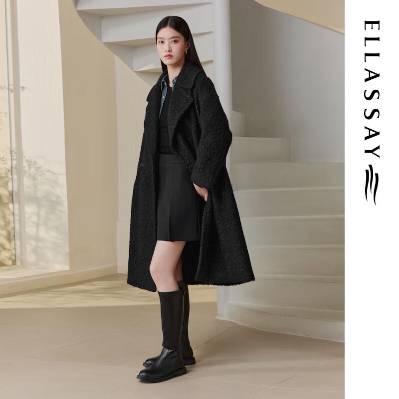 ELLASSAY Women's Shimmer Wool Blend Straight Coat