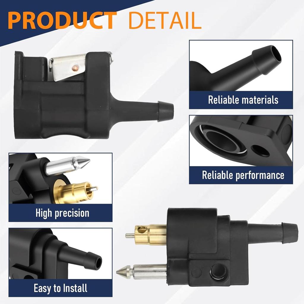 1/4 Inches 6Mm Barb Female Fuel Line Quick Connector + 1/4 Inches 6Mm Male Fuel Connector Replacement For Yamaha Outboard Motor