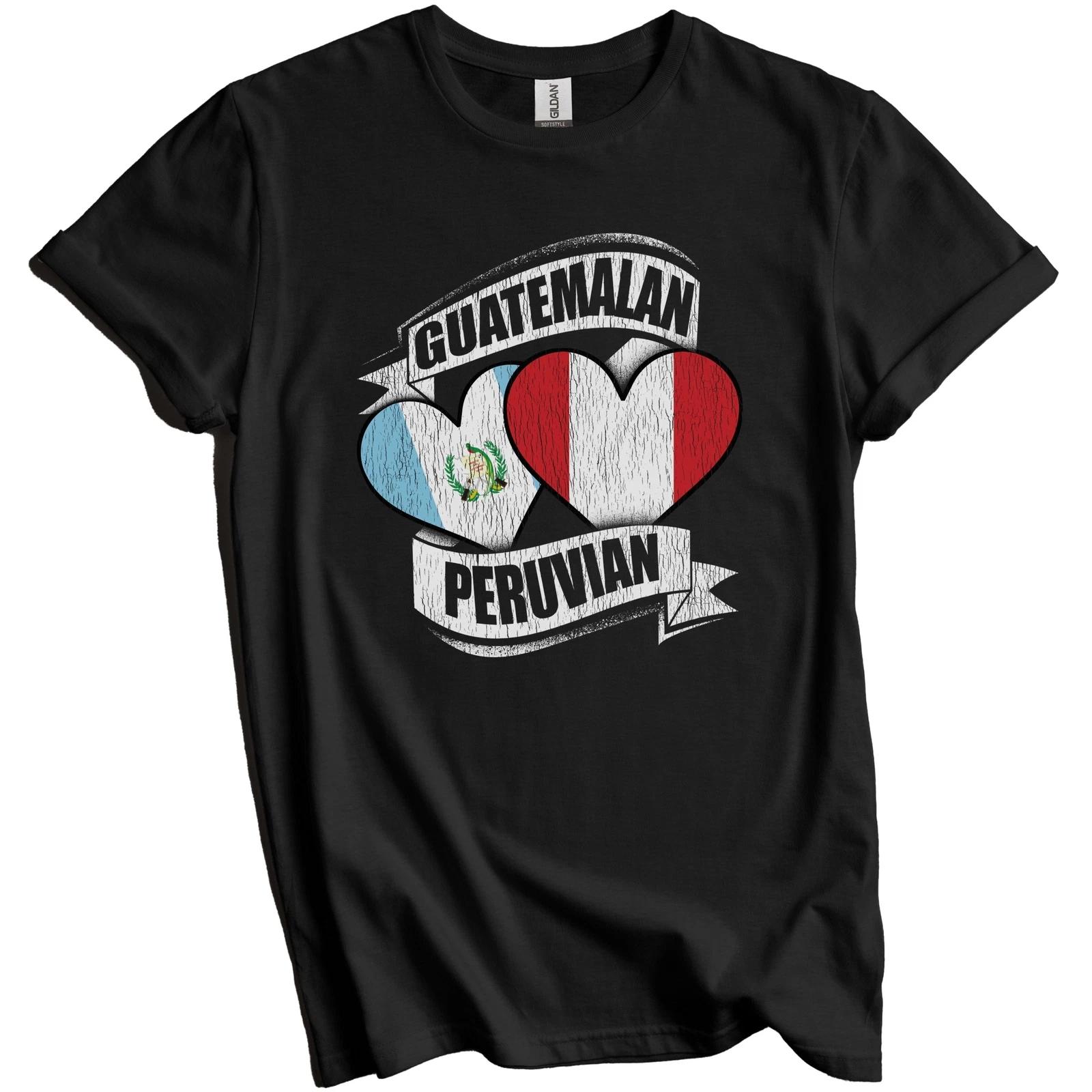 Guatemalan Peruvian Hearts Guatemala Peru Flags T-Shirt XL