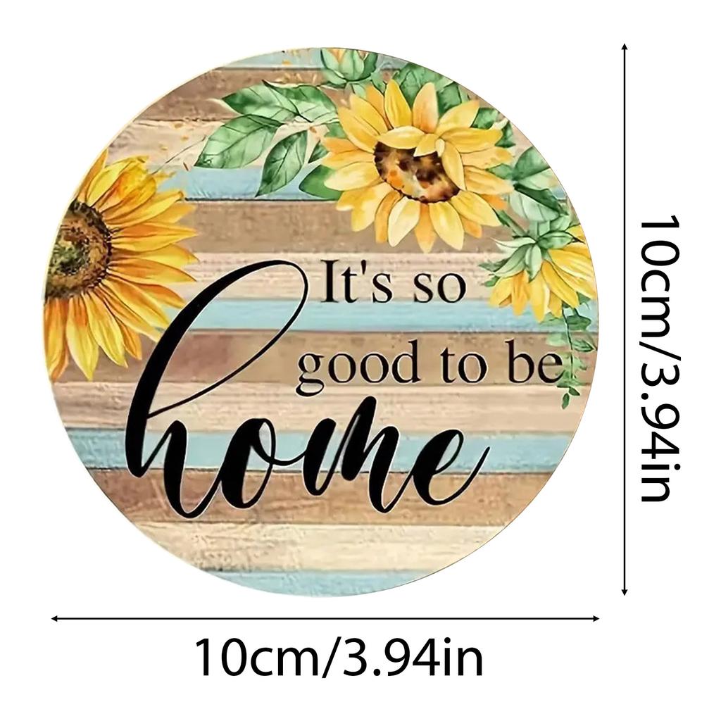 Christmas 6 Pieces Vintage Sunflower Drink With Holder Absorbent Sunflower Wood Drink Thank You Gifts Plates Mats Table Round