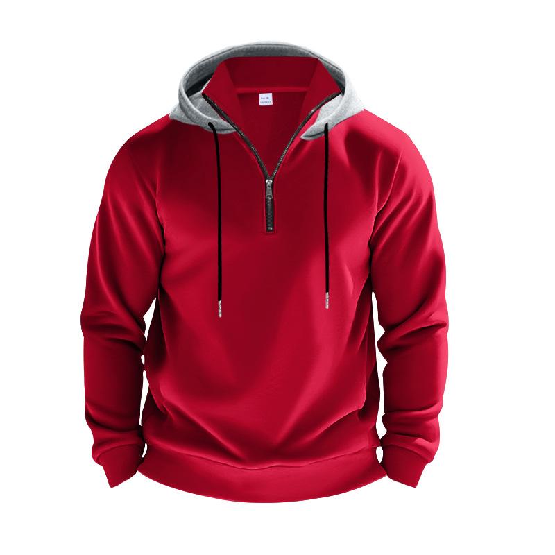 Cross-border Autumn and Winter New Men's Clothing Fleece Hooded Sweater Stand-up Collar Half Zipper L European Size Cross-border Sports Men's Sweater