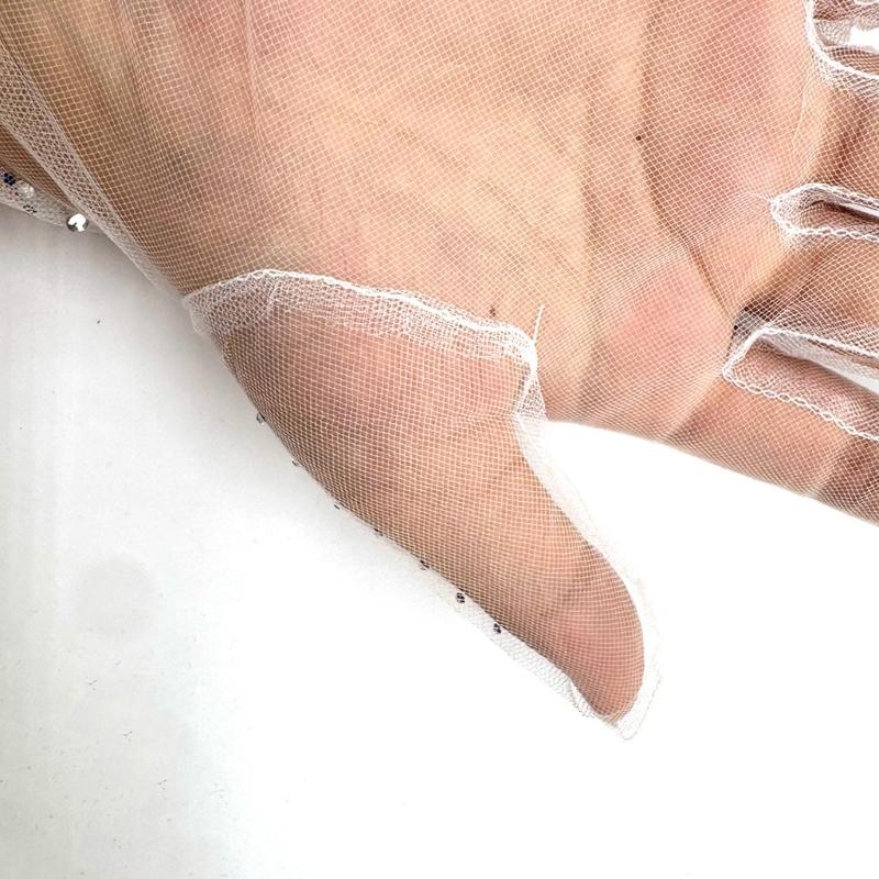 Elegant White Lace Gloves With Rhinestones Embellishments For Weddings Evening Event And Prom Occasion