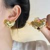 2024 French Retro Irregular Three-Dimensional Folded Metal Love Earrings