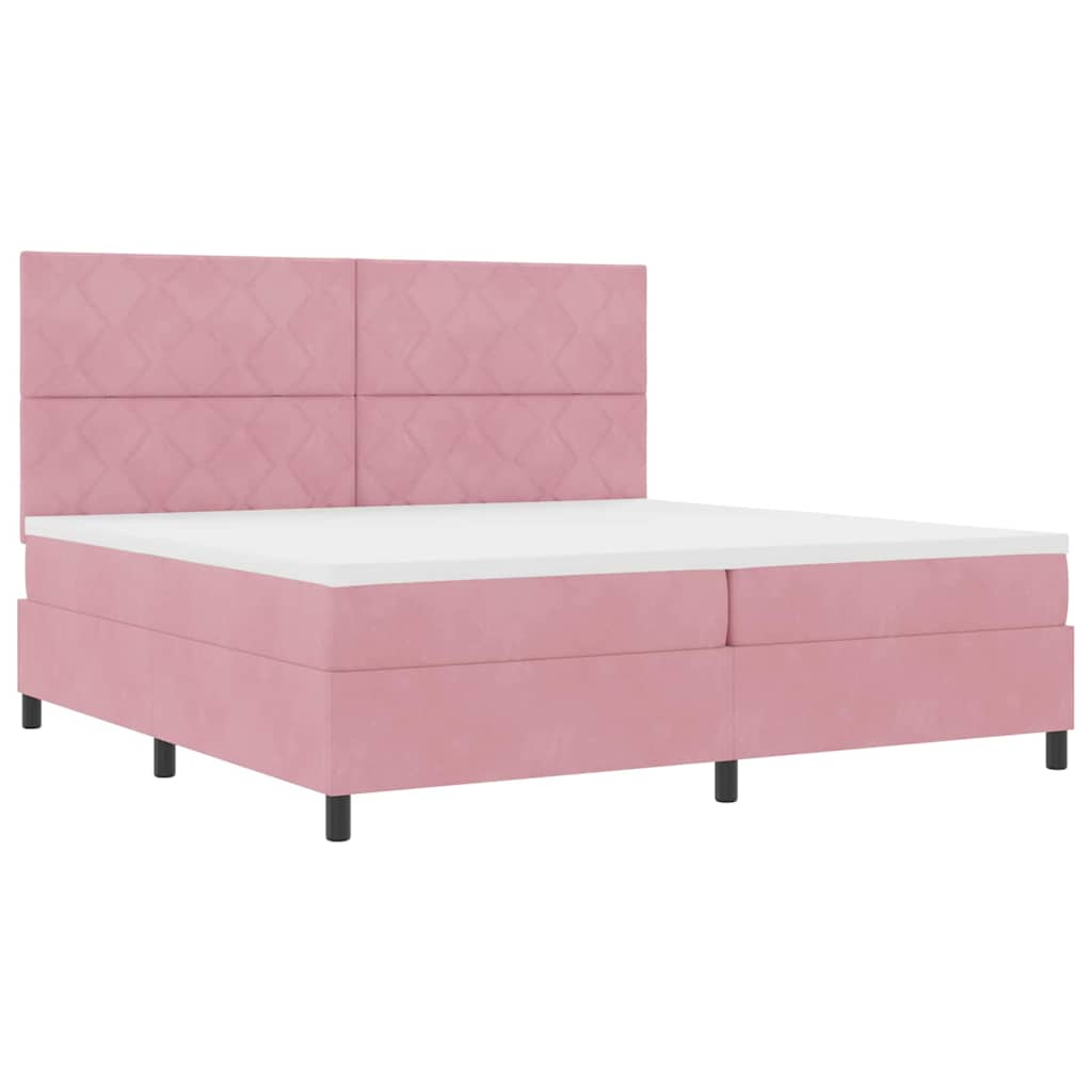 Box Spring Bed with Headboard Pink 200 x 200 cm Velvet