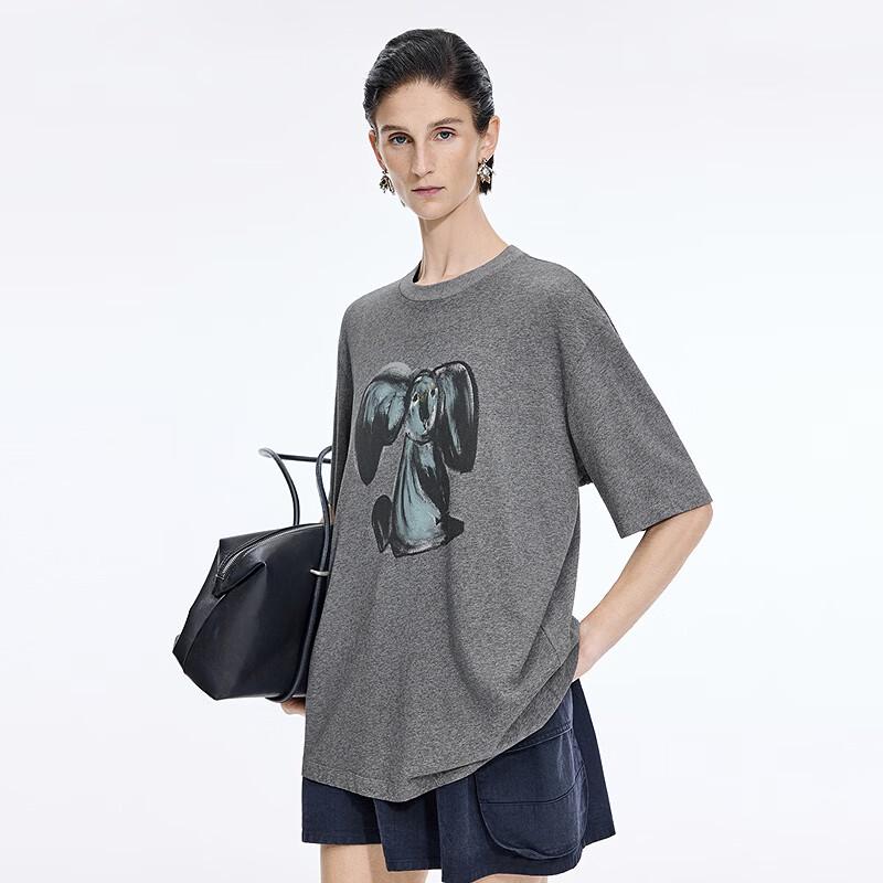 JNBY 2026 Summer Animal Print Loose Cotton T-shirt