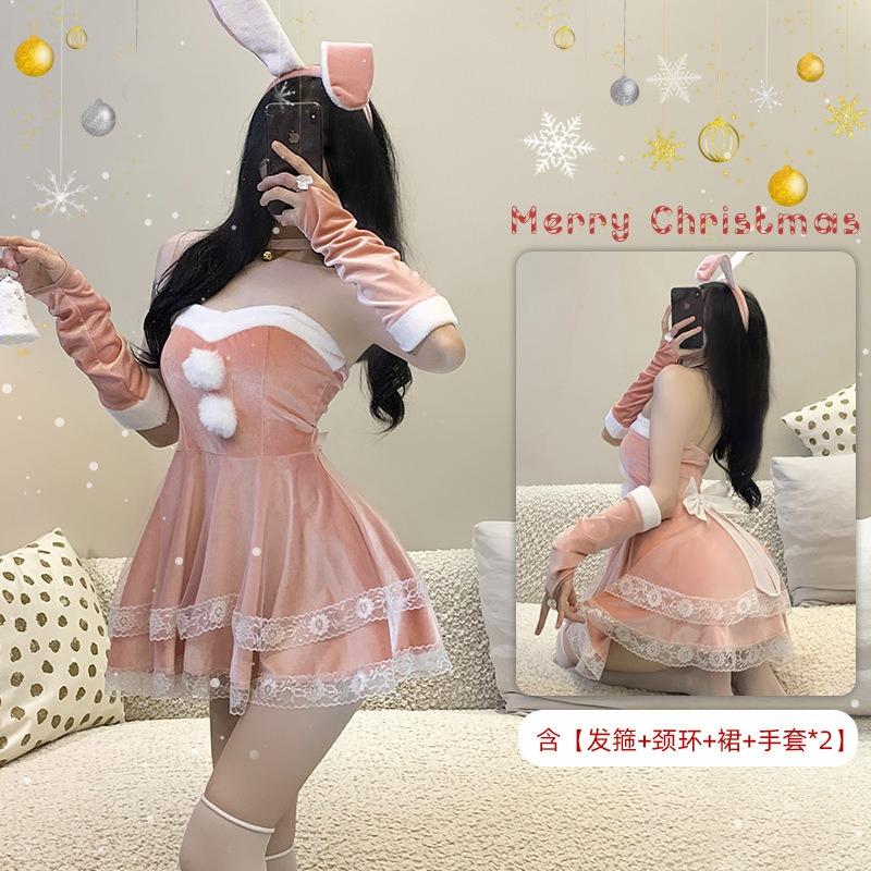 

Christmas Wear Atmosphere Cross New Robe Pure Desire Short Skirt Women s Sexy Red Bunny Dress L