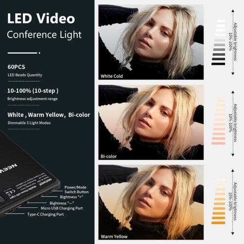 NEEWER Basic Smartphone Light, Clip Type Photography Light, LED Video Light, Selfie Light, Actress Light, Panel Light, Dimmable, CRI95+ 3 Light Modes,