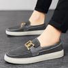 Nové pánské boty Kožené ležérní boty Trendové ploché volnočasové boty Streetová móda Nazouvací mokasíny