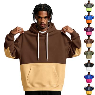 Men's Color Block Pullover Hoodie with Pocket and for Casual Athletic Wear