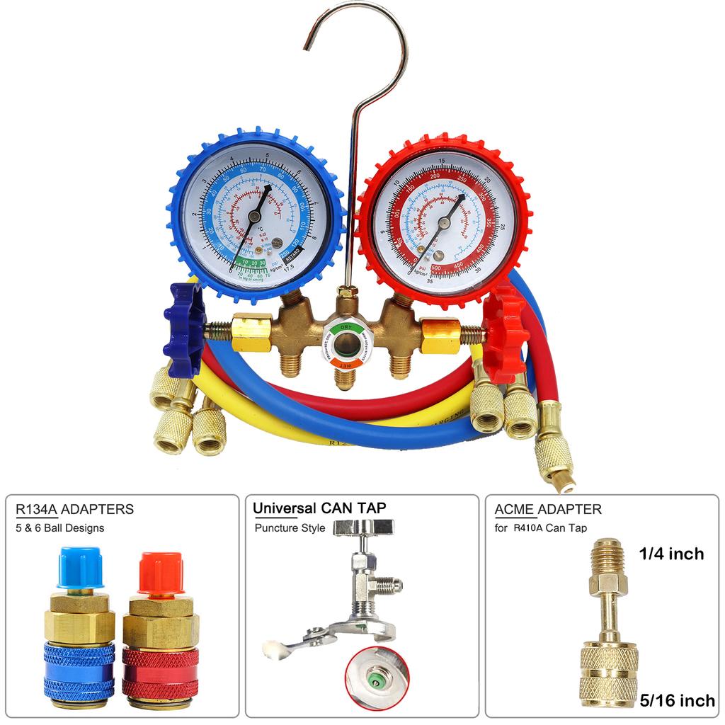 R134a R22 R12 R502 Refrigerant Manifold Meter Set AC Manifold Meter Set Refrigerant Diagnostic Meter Set Air Conditioning Tool