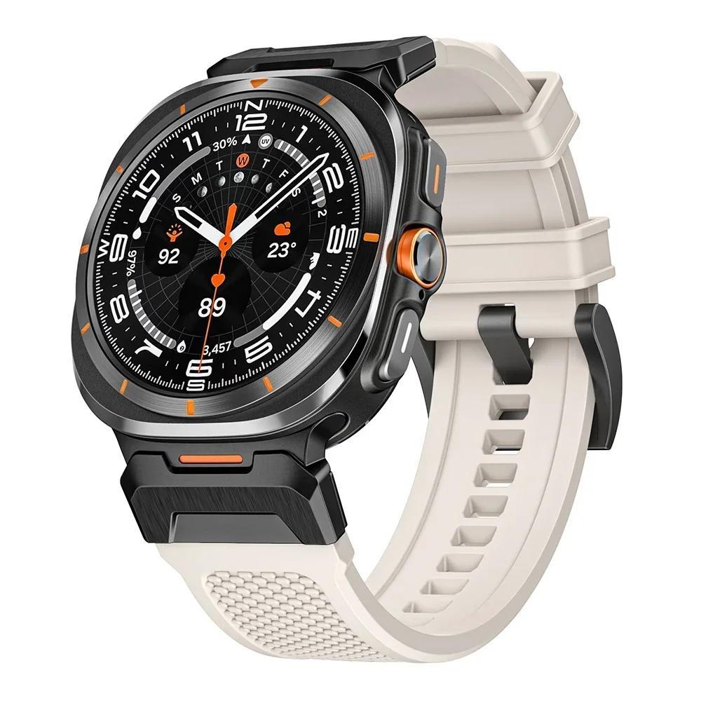 Silicone Bracelet for Samsung Galaxy Ultra Watch 47mm Rubber Men Band Metal Connector Strap for SAMSUNG galaxy watch 7 ULTRA 47