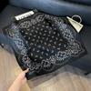Silk scarf women's spring and autumn decoration versatile ins simple style striped square scarf streamer simulation silk fashion scarf scarf scarf