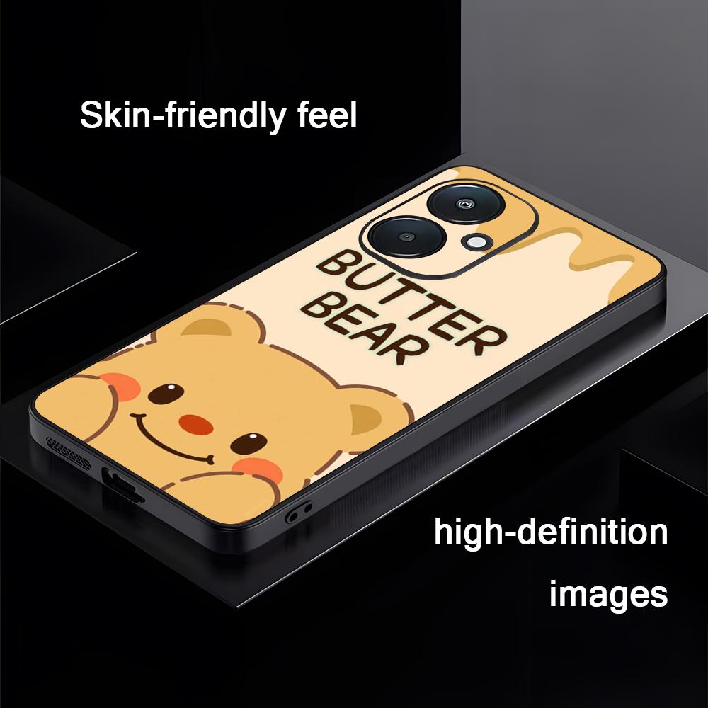 Brand B-Butter Bear Cartoon Phone Case For Xiaomi Redmi 14C 13C 12C Note14 13 12 11 10 Pro Plus S Soft Black Phone Cover